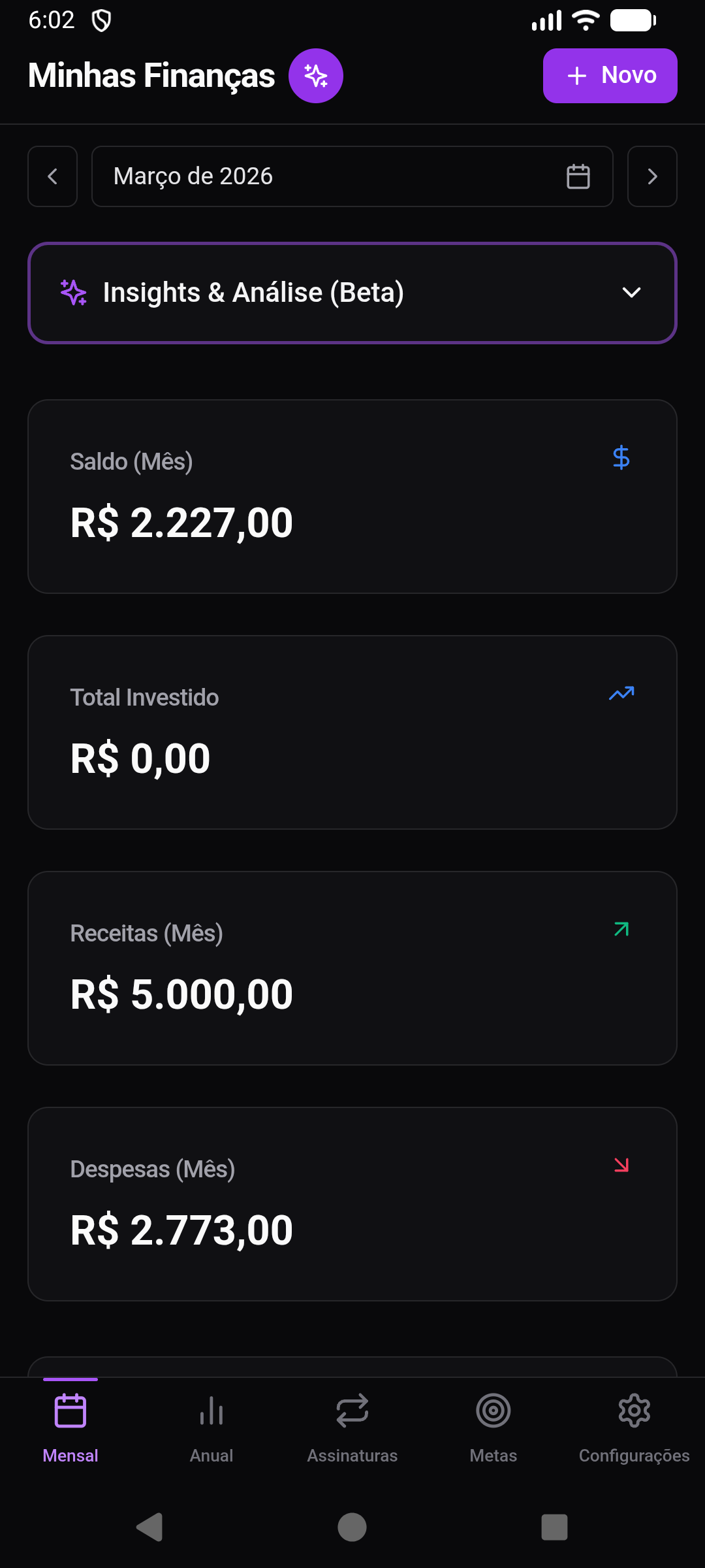 Minhas Finanças — screenshot 1